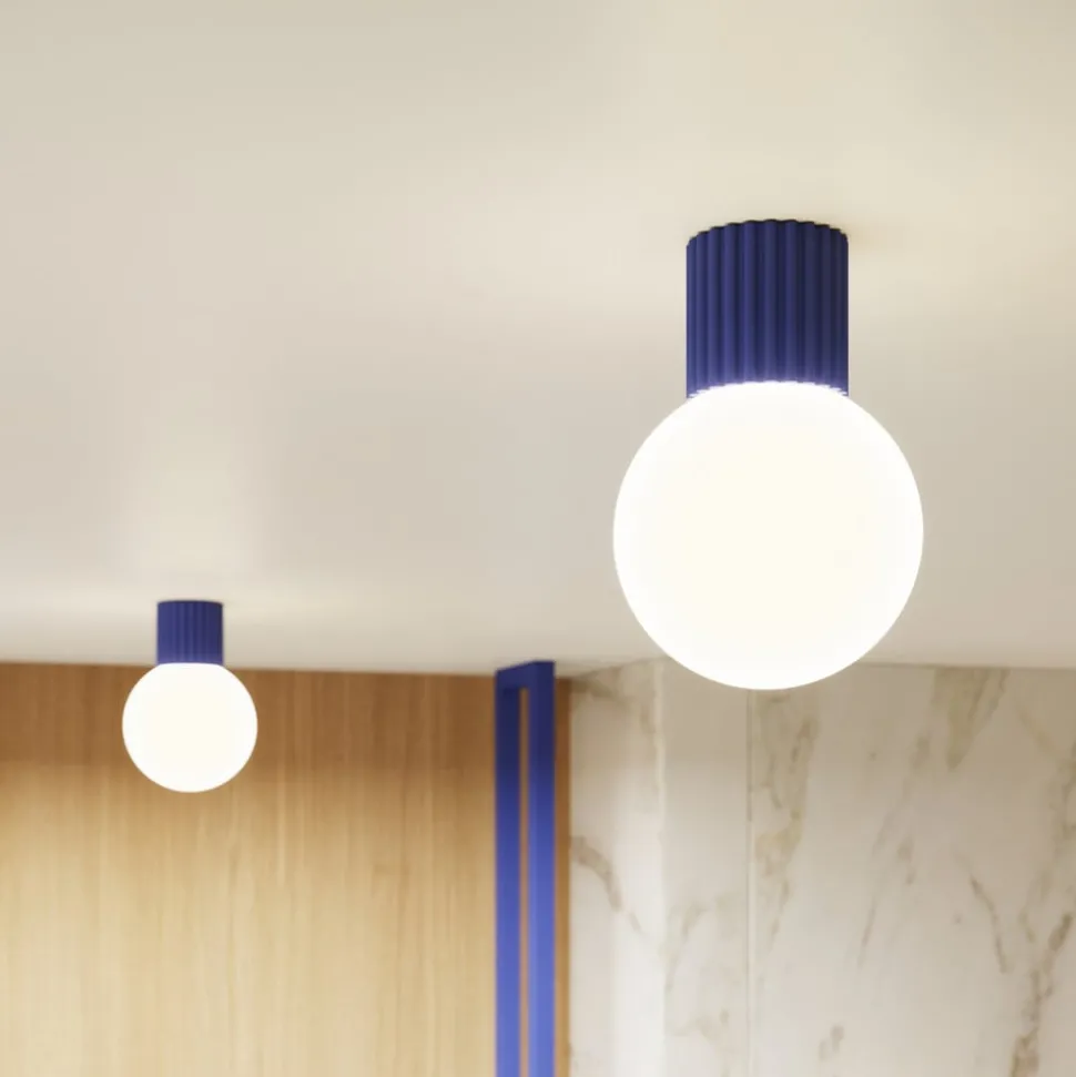 Væglampe ORBI, ultramarin, glas/metal, Ø 12 cm, IP44, G9