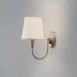 Væglampe Pardo, messing, metal/stof, højde 31 cm, E27