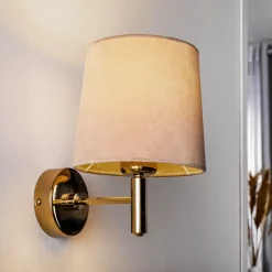 Væglampe Polo, beige/mørk messing