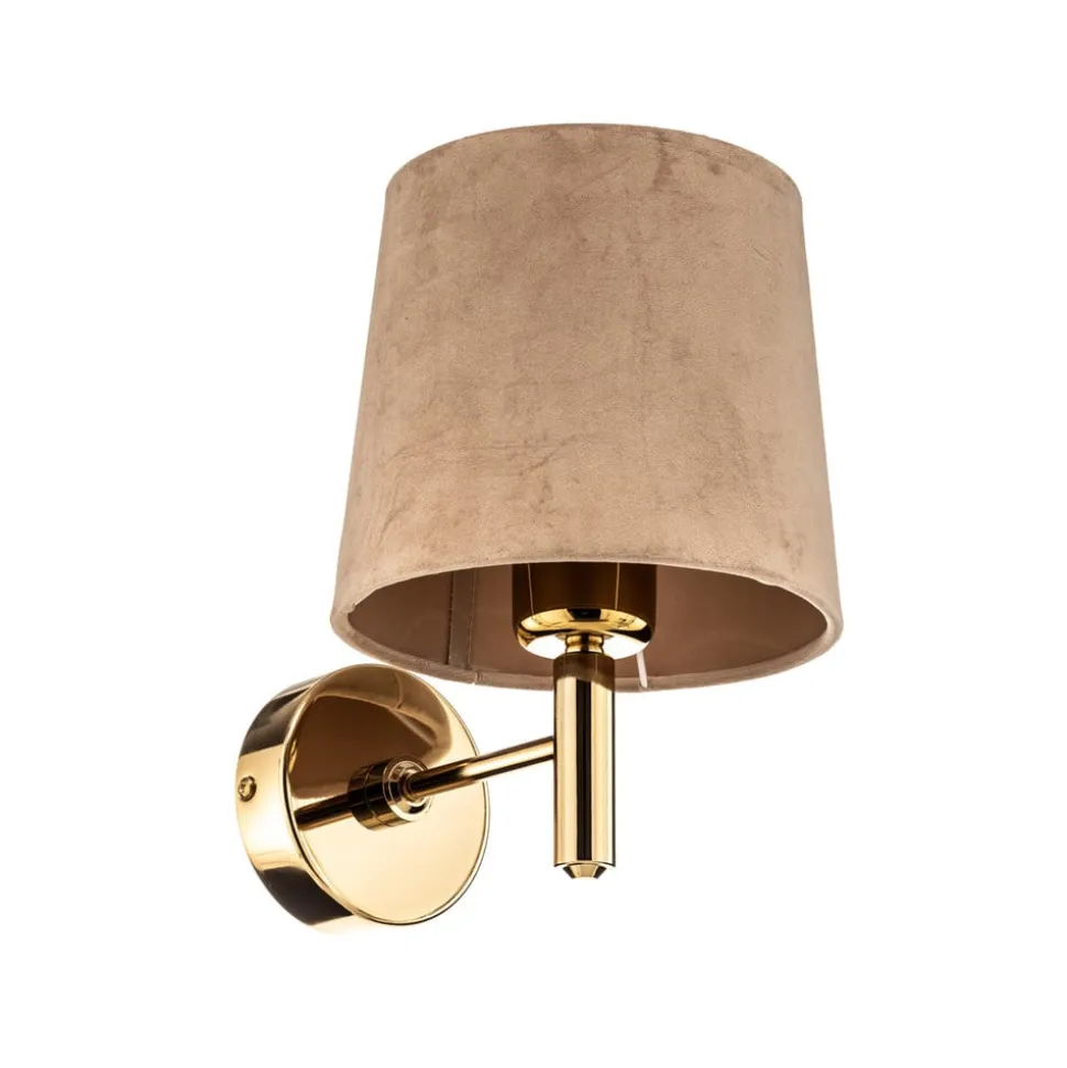 Væglampe Polo, beige/mørk messing