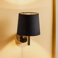 Væglampe Polo, sort/mørk messing