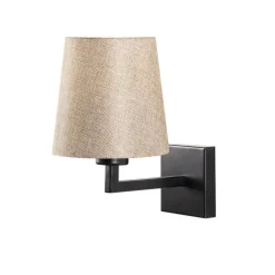 Væglampe Profil, sort/creme, metal/stof, højde 30 cm