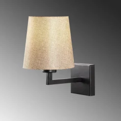 Væglampe Profil, sort/creme, metal/stof, højde 30 cm