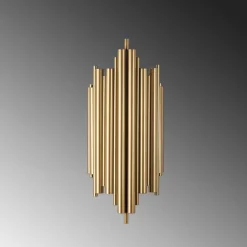 Væglampe Reis 13341, guldfarvet, metal, højde 50 cm