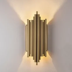Væglampe Reis 13341, guldfarvet, metal, højde 50 cm