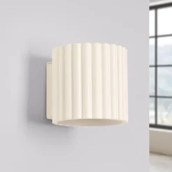 Væglampe RIBLA, beige, Ø 10 cm, metal, G9