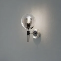 Væglampe Rollo, Ø 15 cm, røggrå, glas/metal