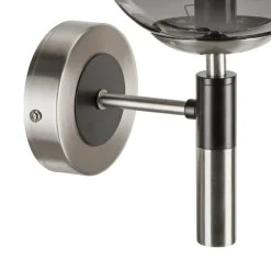 Væglampe Rollo, Ø 15 cm, røggrå, glas/metal