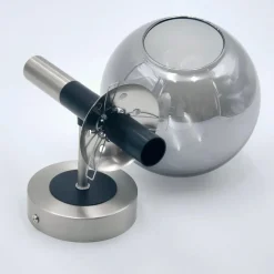 Væglampe Rollo, Ø 15 cm, røggrå, glas/metal