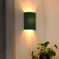 Væglampe Semi Circle, fløjl, mørkegrøn, E27