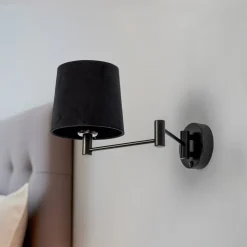 Væglampe Solo, kegle, velour, sort/sort