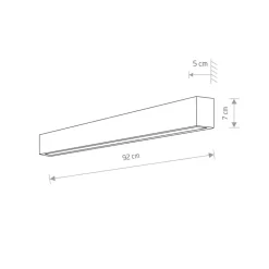 Væglampe Straight M, 92 cm, hvid