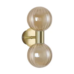 Væglampe til badeværelset Lumisphere, creme/messing, højde 28 cm, 2 lyskilder