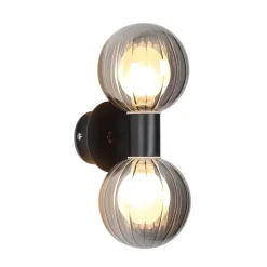 Væglampe til badeværelset Lumisphere, sort/røggrå Højde 28 cm 2 lyskilder