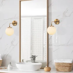 Væglampe Viran, antik guld, glas, højde 25 cm, E14