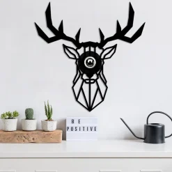 Væglampe W-051, sort, hjortedesign, MDF-træ laserskåret