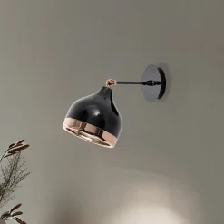 Væglampe Yildo 6901, sort/kobber, metal