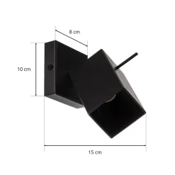 Vægspot Square, sort, 1 lyskilde