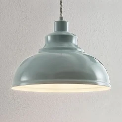 Vintage pendellampe Albertine, metal, lyseblå