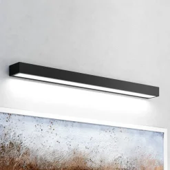 Vola LED-væglampe til badeværelset, IP44, sort, 4.000 K, bredde 80 cm