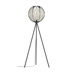 Waverton gulvlampe, sort/hvid, højde 143 cm, stål/stof