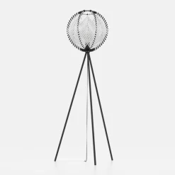 Waverton gulvlampe, sort/hvid, højde 143 cm, stål/stof
