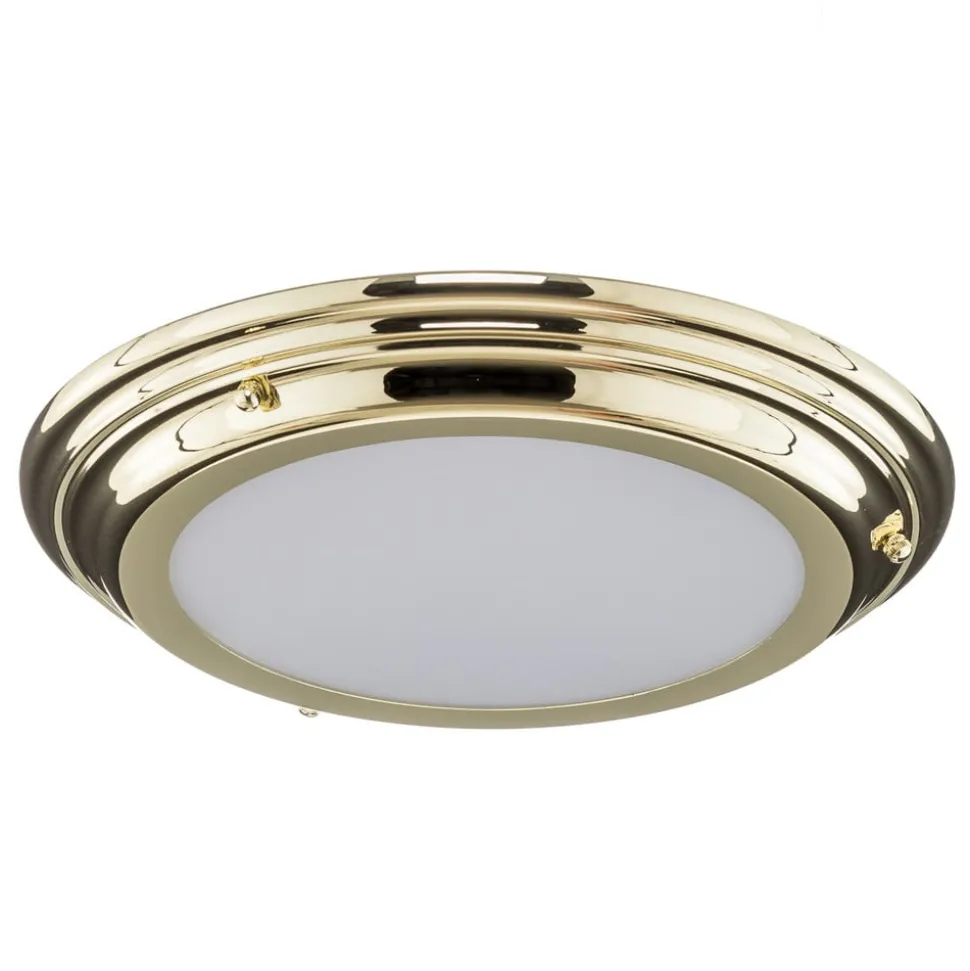 Welland IP44 LED-loftlampe, poleret messing