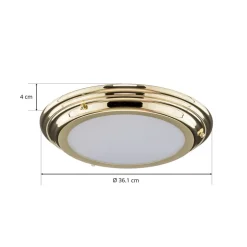 Welland IP44 LED-loftlampe, poleret messing