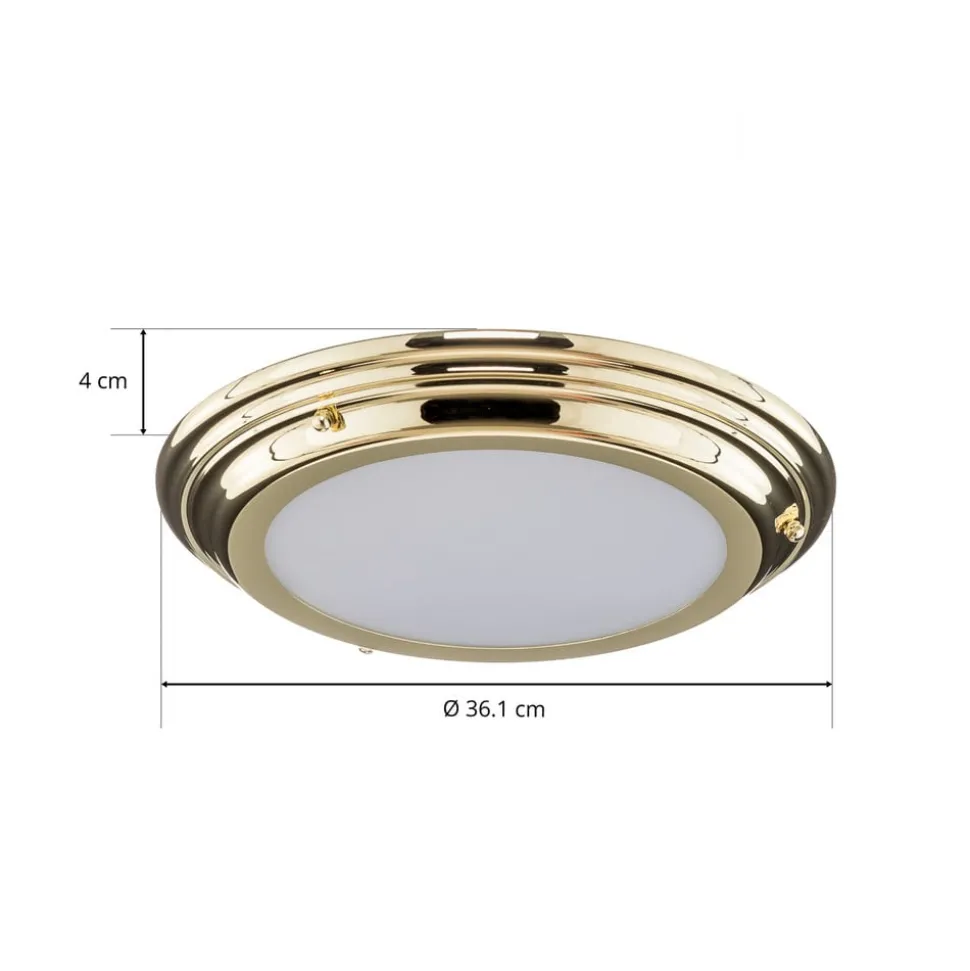 Welland IP44 LED-loftlampe, poleret messing