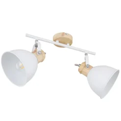 Wiho loftlampe af metal, hvid/trælook, 2 lyskilder