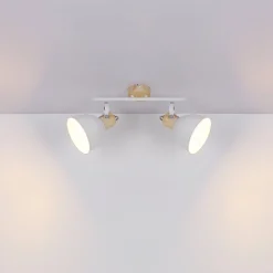 Wiho loftlampe af metal, hvid/trælook, 2 lyskilder