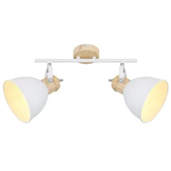 Wiho loftlampe af metal, hvid/trælook, 2 lyskilder