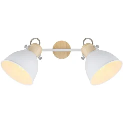 Wiho loftlampe af metal, hvid/trælook, 2 lyskilder