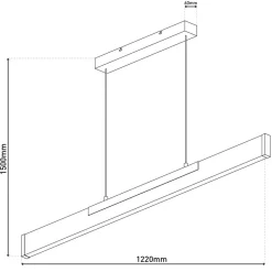 Wilma hængelampe, træ, længde 122 cm, dæmpbar