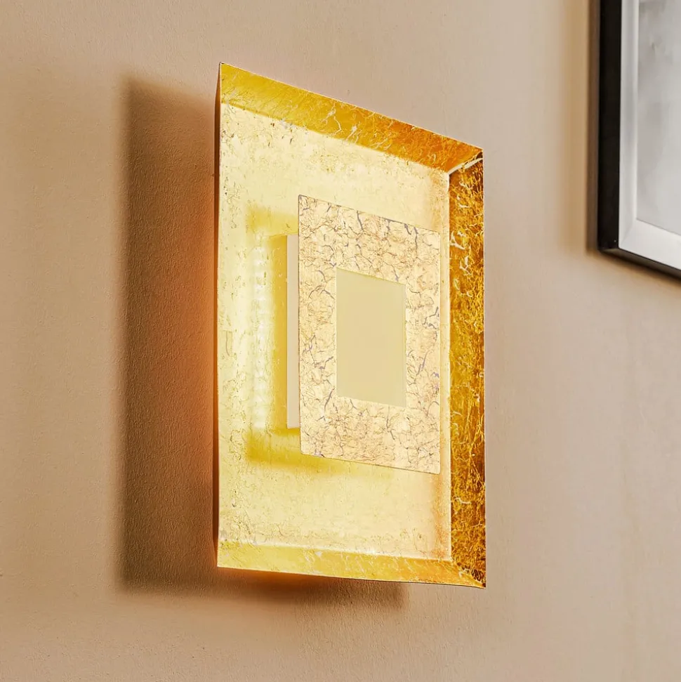 Window LED-væglampe, 32x32 cm, guld