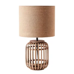Woodrow bordlampe af bambus med stofskærm