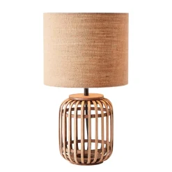 Woodrow bordlampe af bambus med stofskærm