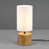 Woody bordlampe, træ/tekstil, cylinder, hvid