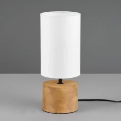 Woody bordlampe, træ/tekstil, cylinder, hvid