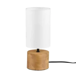 Woody bordlampe, træ/tekstil, cylinder, hvid