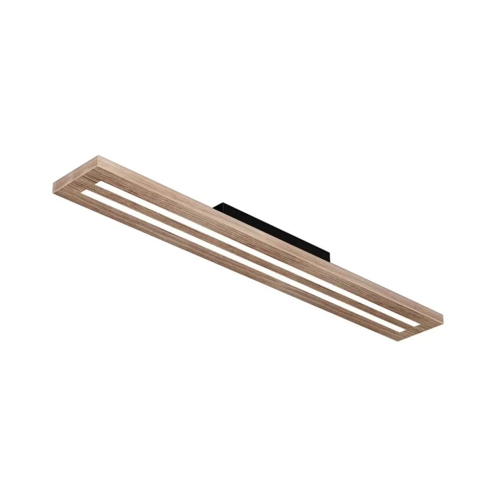 Woody LED-loftlampe, længde 80 cm, eg/sort, 3.000 K