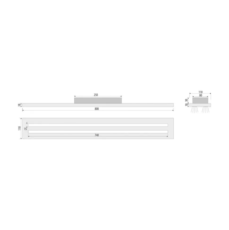 Woody LED-loftlampe, længde 80 cm, eg/sort, 3.000 K