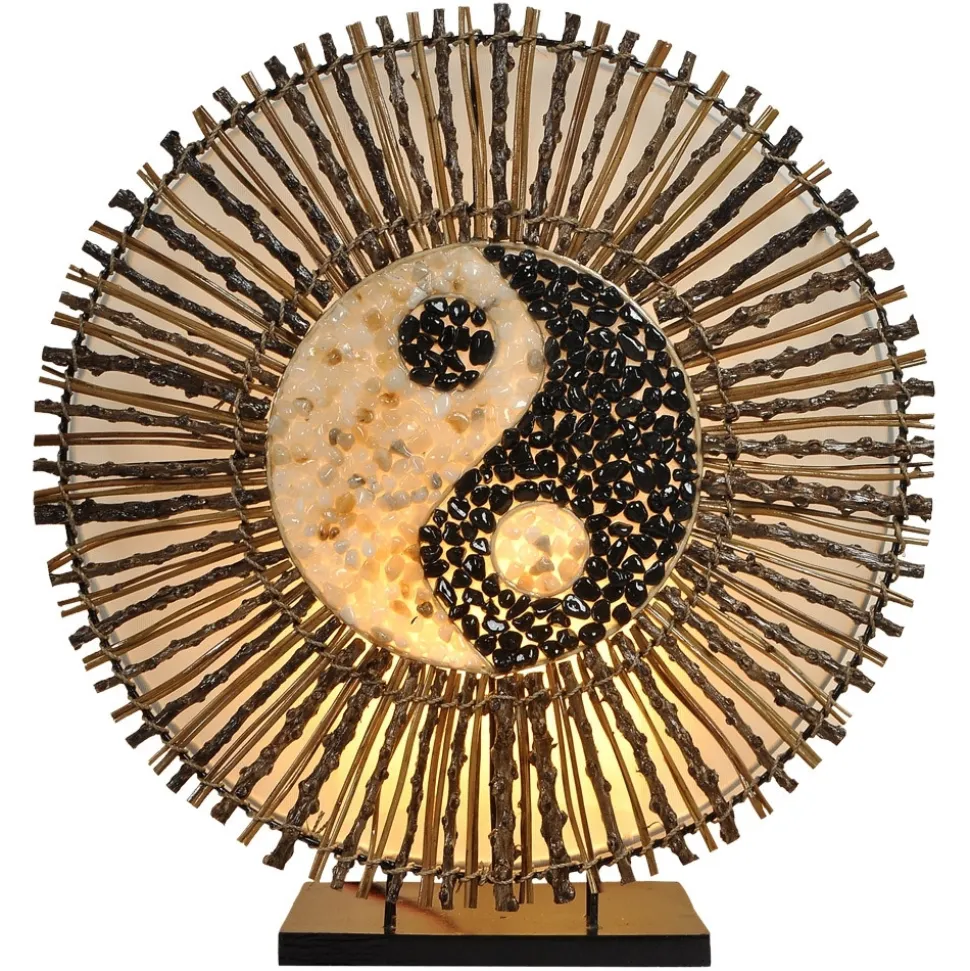 Ying Yang Batur bordlampe, rund, 40 cm, brun