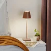 Zafferano Poldina LED-bordlampe med genopladeligt batteri, mat, brun