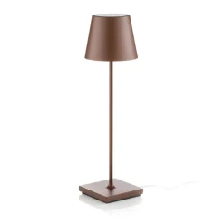 Zafferano Poldina LED-bordlampe med genopladeligt batteri, mat, brun