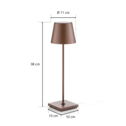 Zafferano Poldina LED-bordlampe med genopladeligt batteri, mat, brun