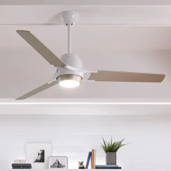 Zeus LED-loftventilator, med tre vinger, hvid-sølv