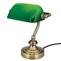 Zora - bank bordlampe med grøn glasskærm